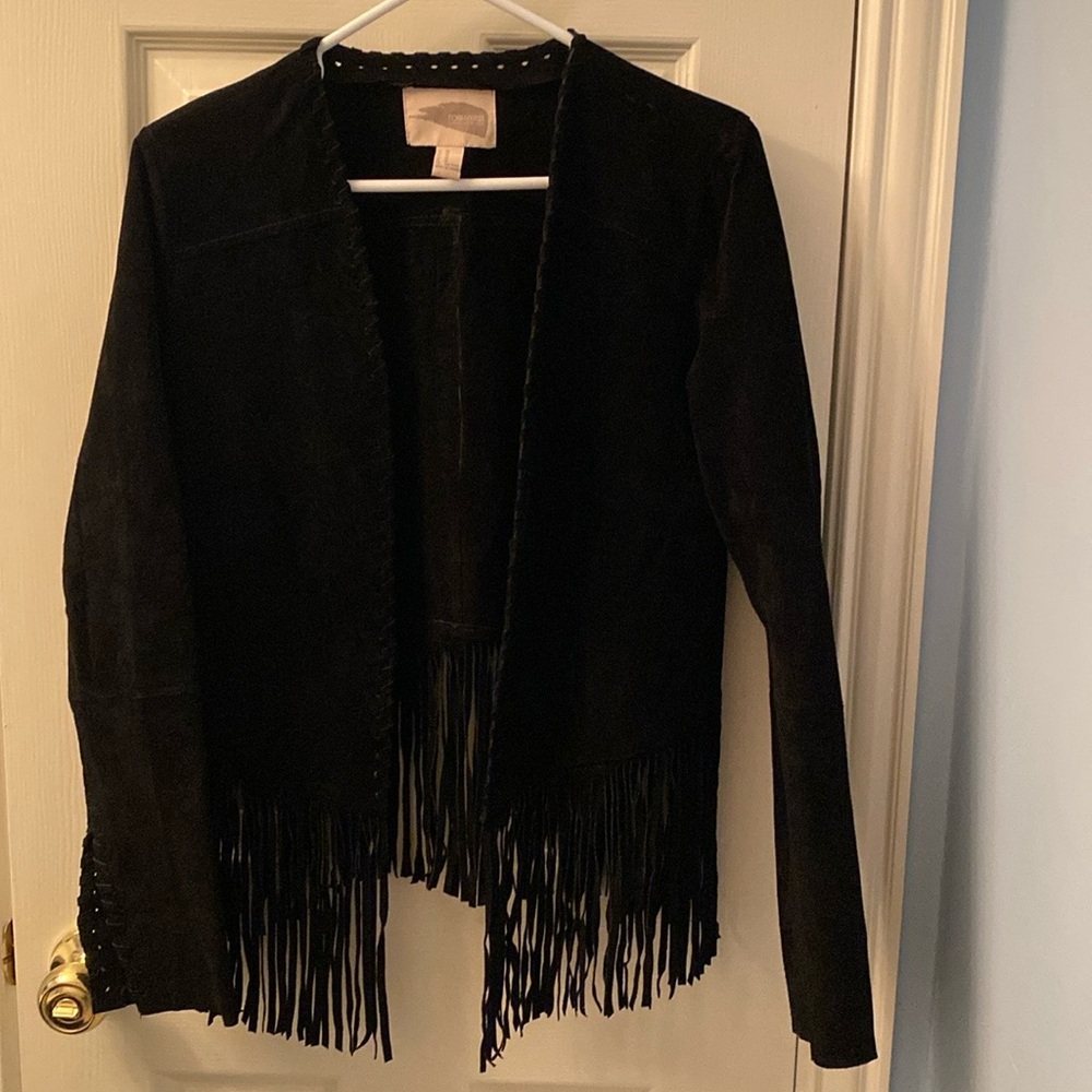 Forever 21 black suede open front jacket